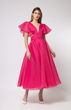 Вечернее свадебное платье в цвете фуксия фото