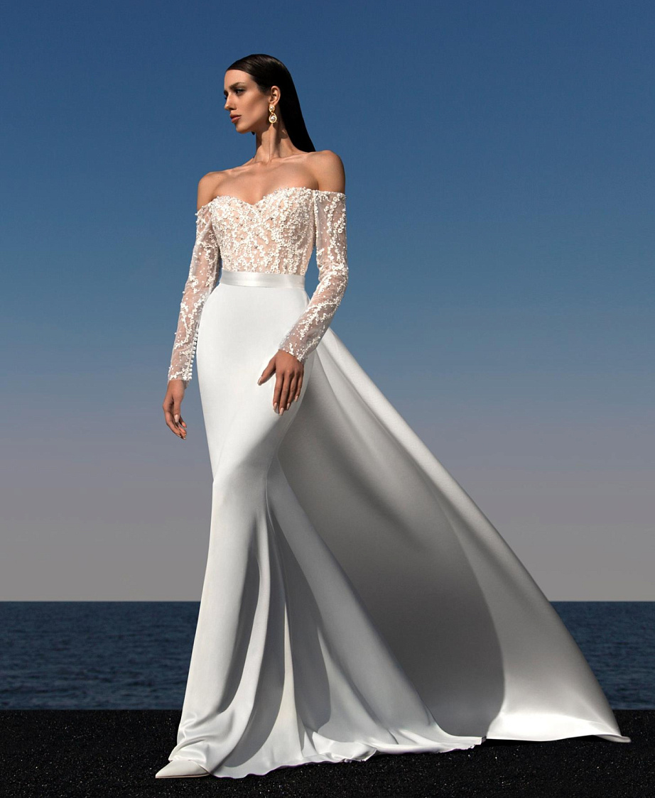 Свадебное платье рыбка со съемным шлейфом фото