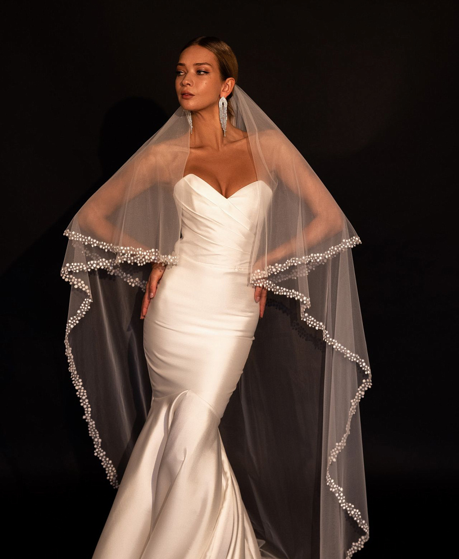 Свадебная фата с перекидом на лицо фото