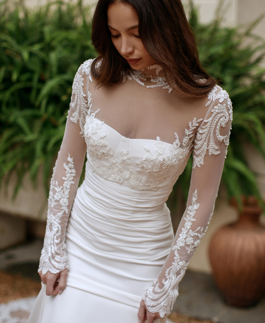 Свадебное платье рыбка со съемным болеро фото