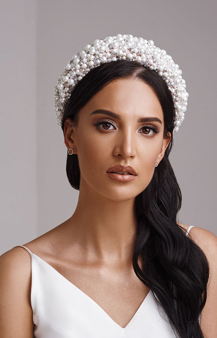 Широкий ободок с жемчугом фото