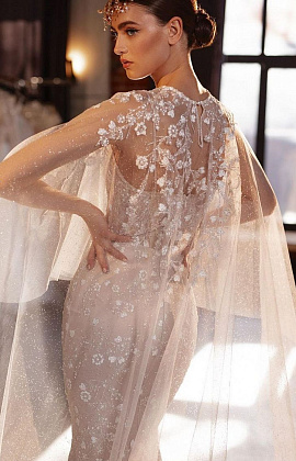 Блестящий кейп дл свадебного платья фото