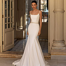 Свадебное платье русалка на бретелях в стиле минимализм фото