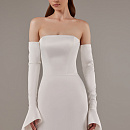 Русалка из атласа-стрейчас со съемными рукавами-клешь фото