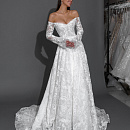 Роскошное кружевное свадебное платье с рукавами фото