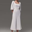 Свадебное платье миди из креп-стрейча фото