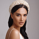 Кремовый широкий ободок с жемчужинами фото