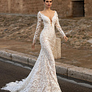 Свадебное платье русалка с рукавами и открытой спиной фото