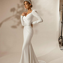 Свадебное платье рыбка с объемными плечиками фото