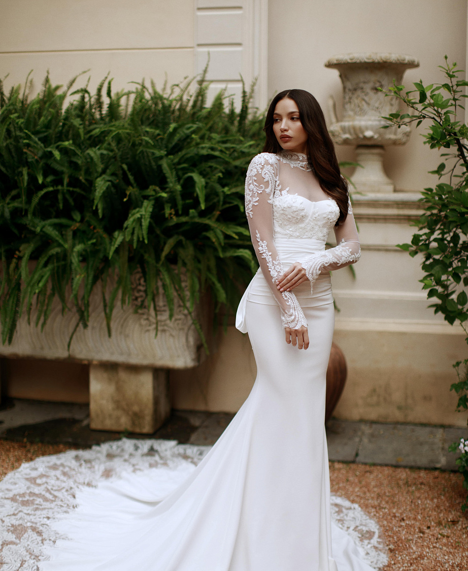 Свадебное платье рыбка со съемным болеро фото