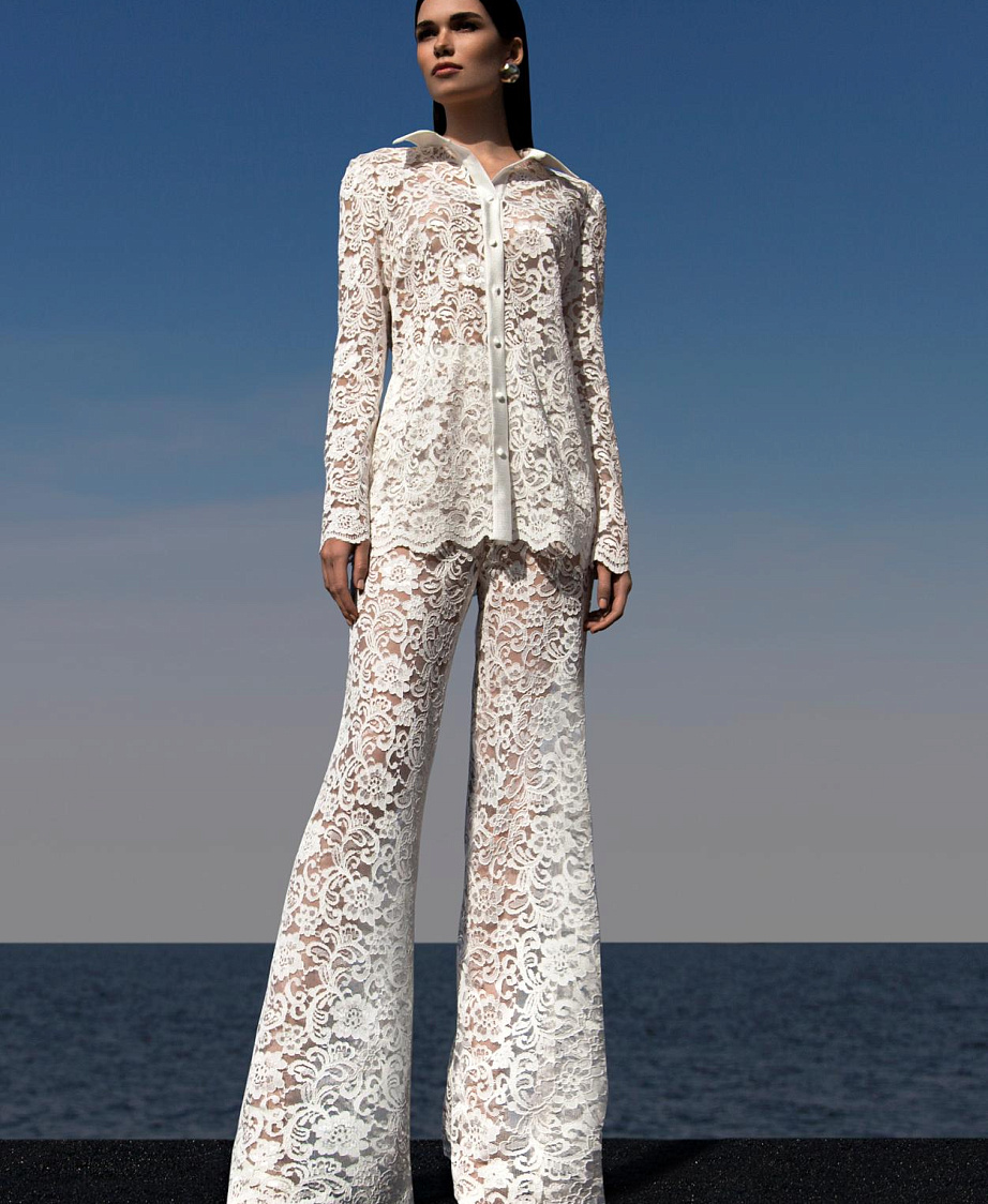 Кружевной свадебный комплект с брюками фото