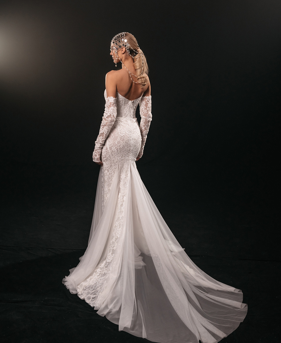 Кружевное свадебное платье рыбка фото