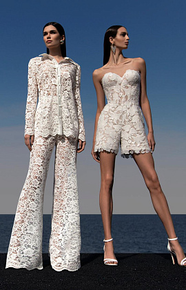 Кружевной свадебный комплект с брюками фото