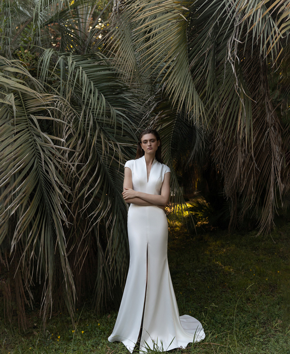 Закрытое свадебное платье рыбка фото