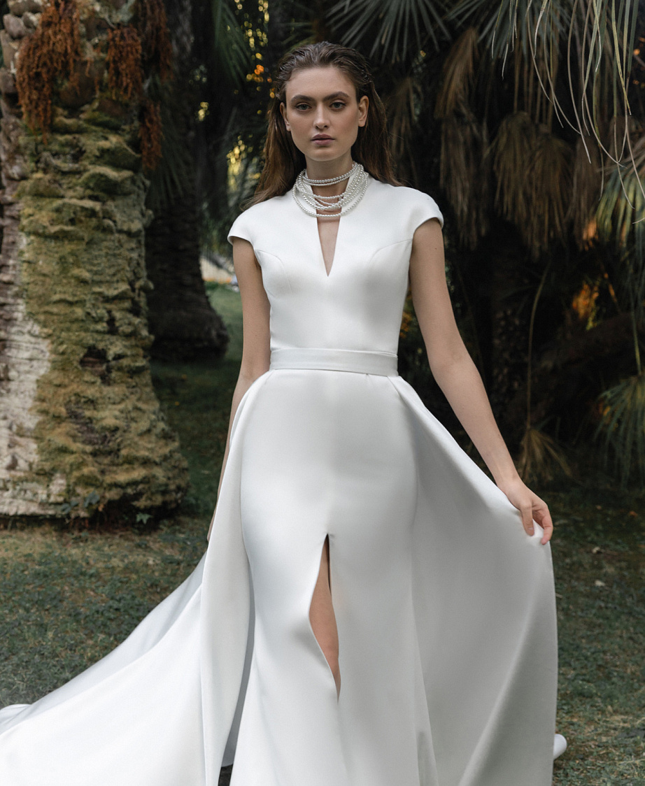 Закрытое свадебное платье рыбка фото