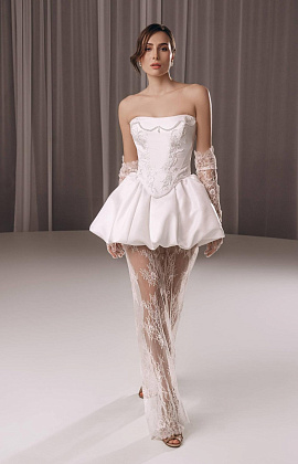 Стильный свадебный комплект с кружевными брюками фото