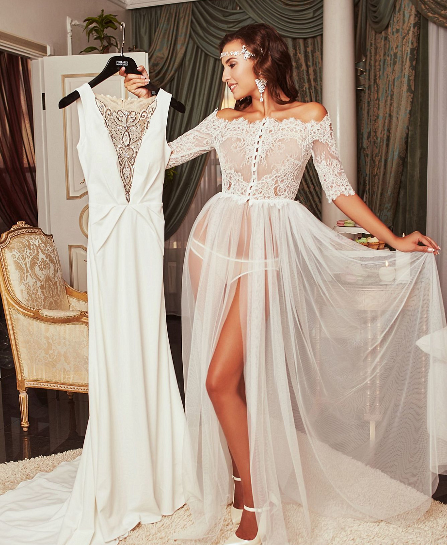 Прозрачный свадебный пеньюар фото