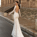 Свадебное платье русалка с рукавами и открытой спиной фото