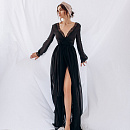 Черный пеньюар из шифона с кружевом фото