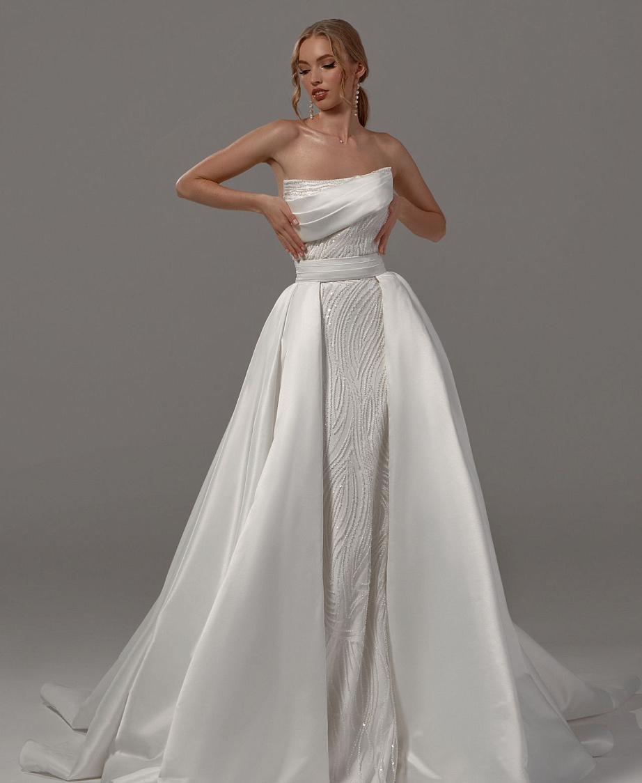 Свадебное платье трансформер с отстегивающейся юбкой фото