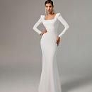 Свадебное платье русалка с квадратным вырезом и плечиками фото