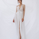 Свадебный халатик из шифона с кружевом фото