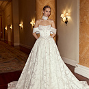 Роскошное свадебное платье из авторского кружева с атласным корсетом фото