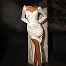 Атласное корсетное платье прилегающего силуэта фото