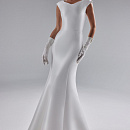 Лакончиное свадебное платье из благородного стрейч-микадо фото