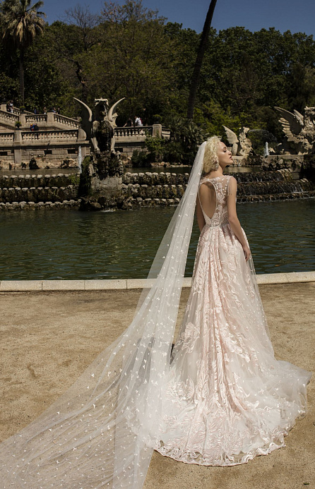 Полностью кружевная однослойная фата фото