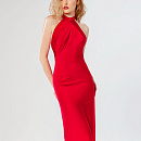 Шёлковое красное платье с открытой спиной фото