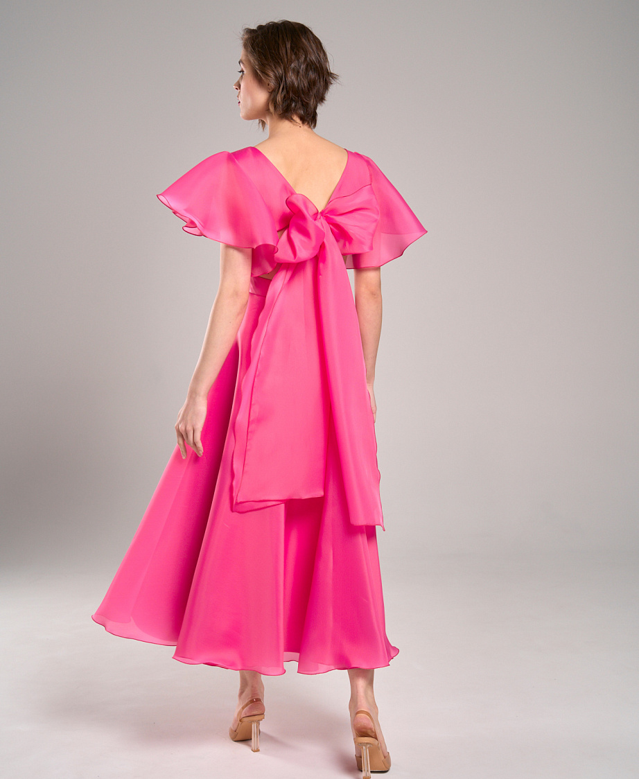 Вечернее свадебное платье в цвете фуксия фото