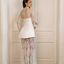 Комплект из прозрачного свадебного платья и атласного мини фото