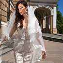 Длинная фата с плетеным кружевом фото