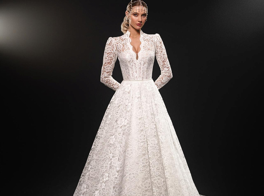 Белое закрытое кружевное платье фото