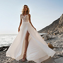 Свадебное платье с юбкой из шифона и разрезом фото