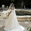 Длинная двухслойная фата с атласной бейкой фото