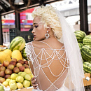 Свадебная фата с жемчужинами по краю фото