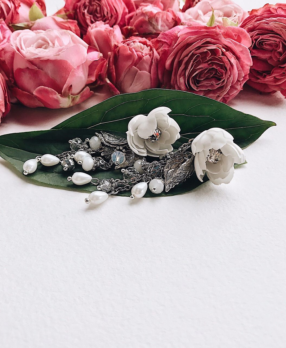 Объёмные серьги в форме цветов фото