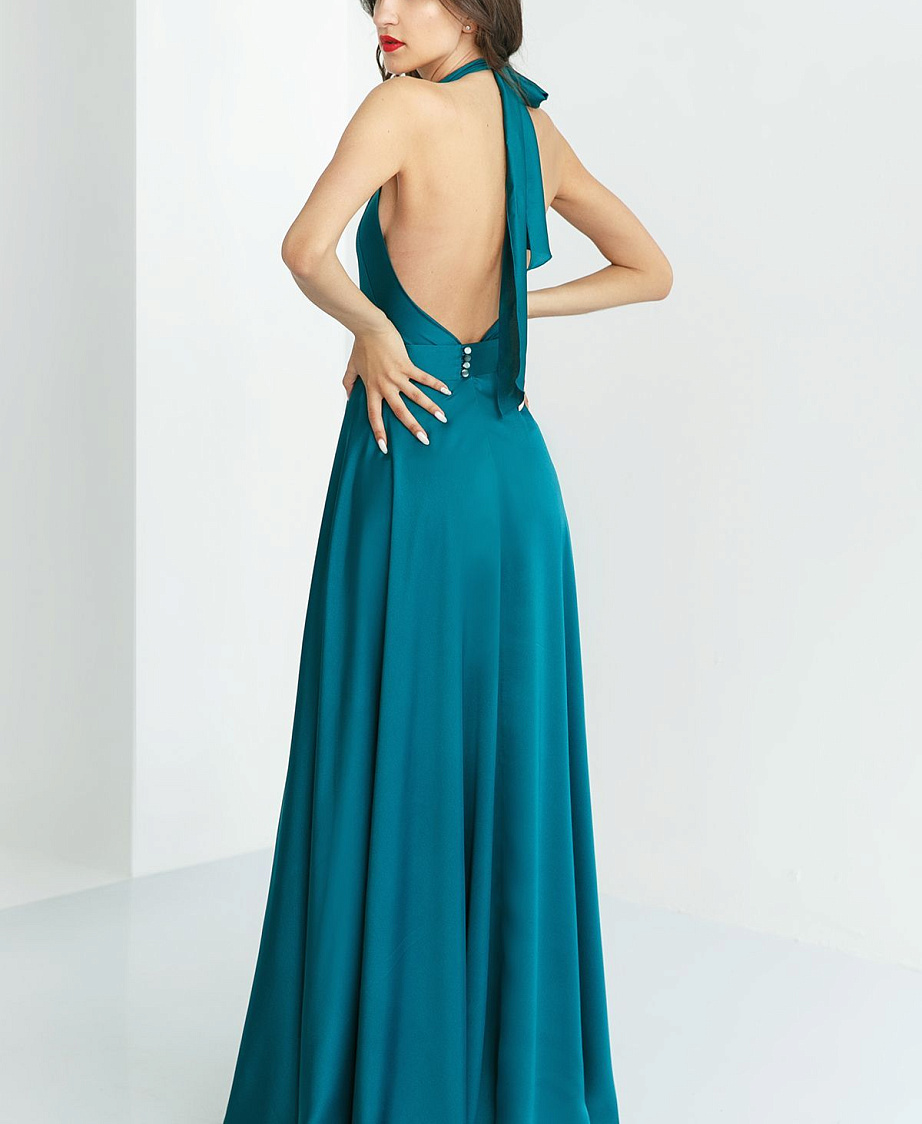 Длинное изумрудное платье на выпускной фото