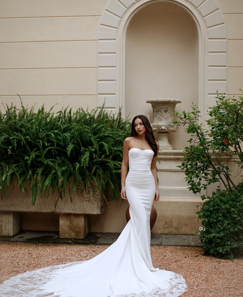 Свадебное платье рыбка со съемным болеро фото