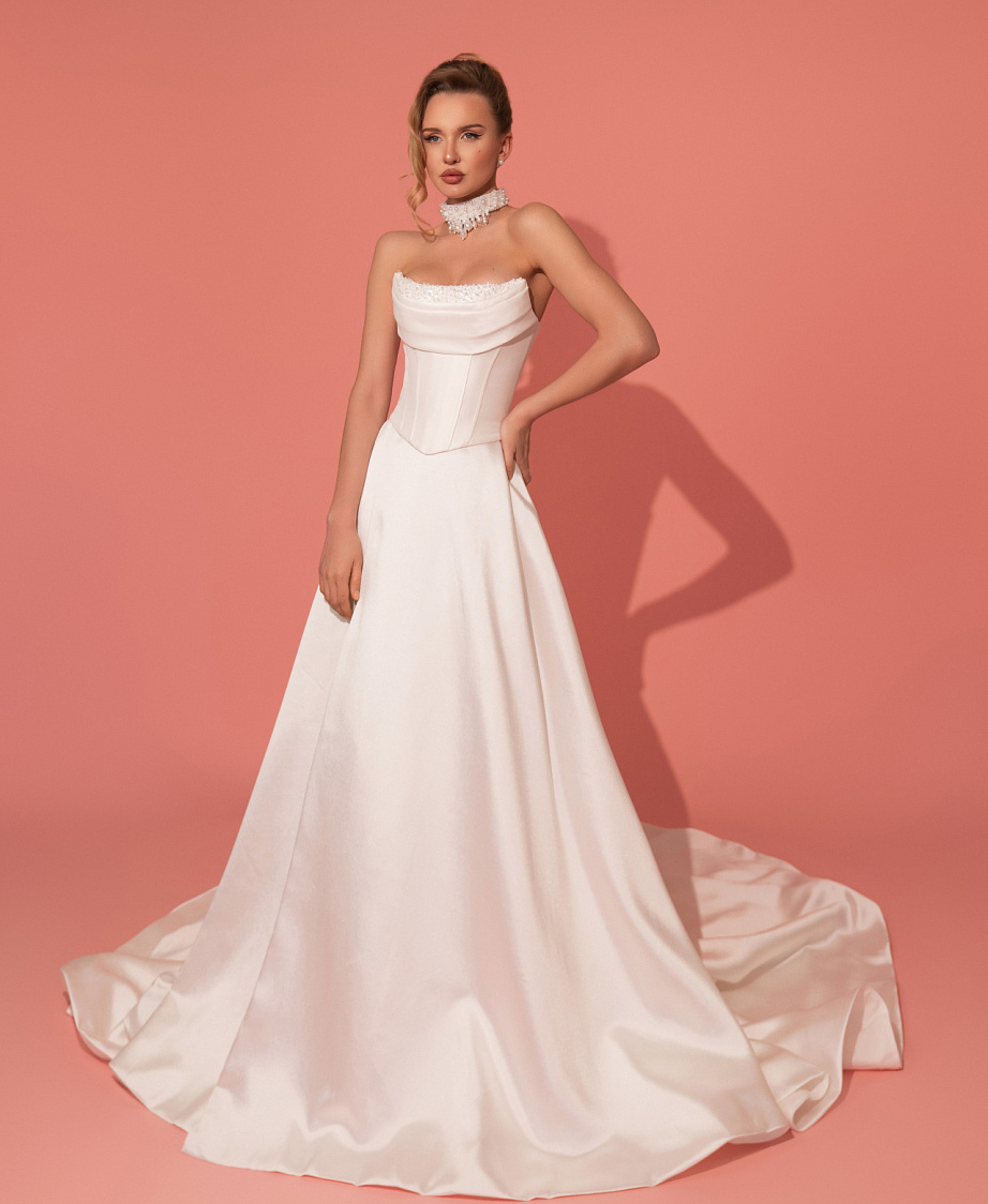 Cвадебный комплект из микадо c пышной юбкой фото