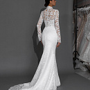 Белое кружевное свадебное платье с рукавами фото