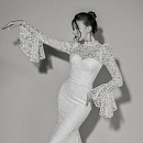 Кружевное свадебное платье рыбка с рукавчиками клёш фото