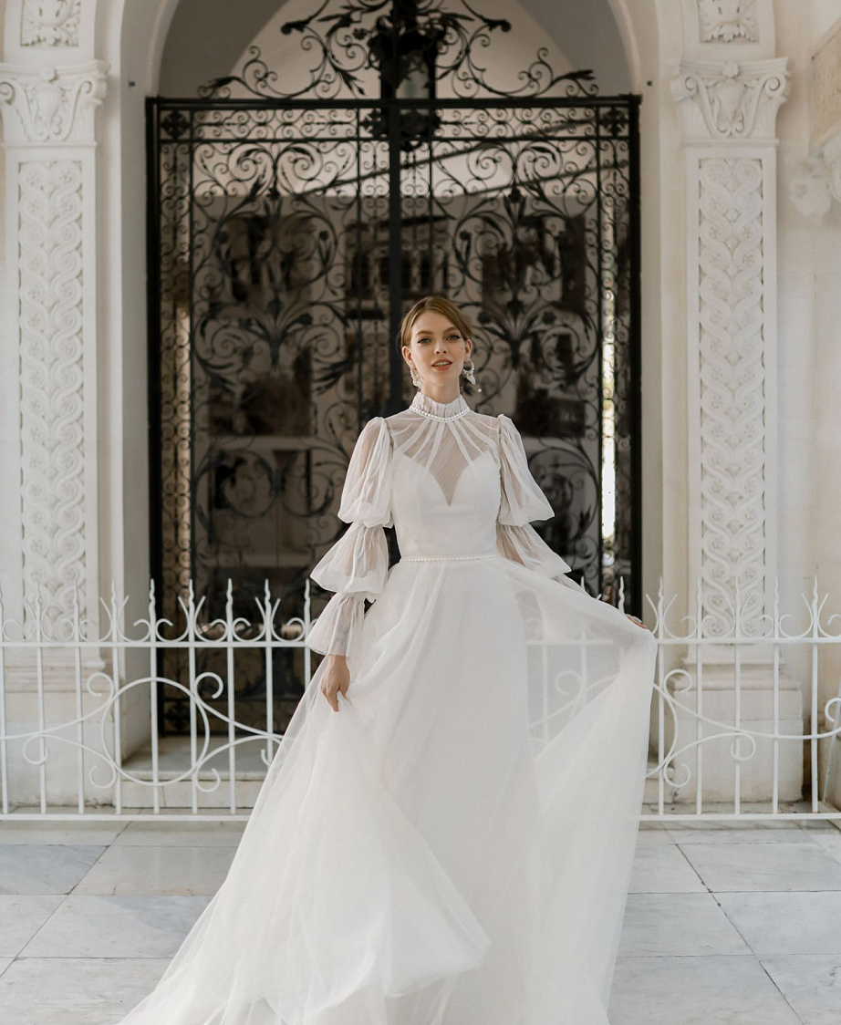 Свадебное платье бохо с длинным рукавом