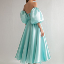 Вечернее платье цвета тиффани миди со съемными рукавами фото