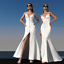 Атласное свадебное платье с акцентной молнией фото