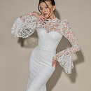 Кружевное свадебное платье рыбка с рукавчиками клёш фото