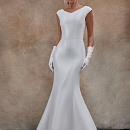 Лакончиное свадебное платье из благородного стрейч-микадо фото