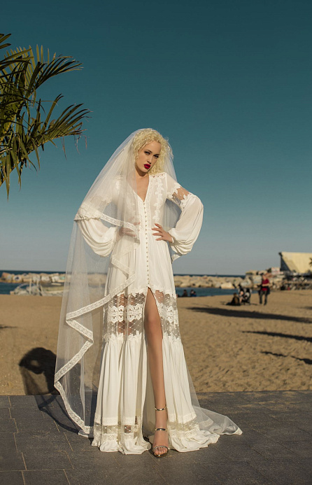Свадебная фата в стиле бохо фото